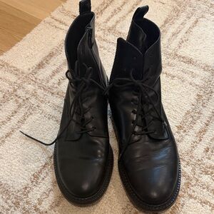 Vince Cabria Black Leather Ankle Boots